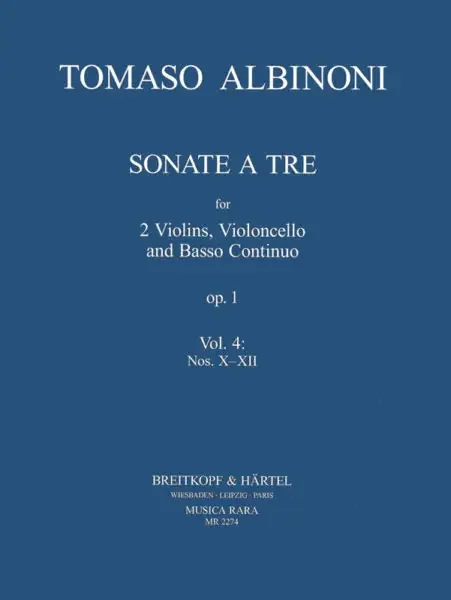 Albinoni, Tomaso % Sonata a Tre, op. 1, vol.4, 10-12 – 2OB/BSN/PN (Basso Continuo)