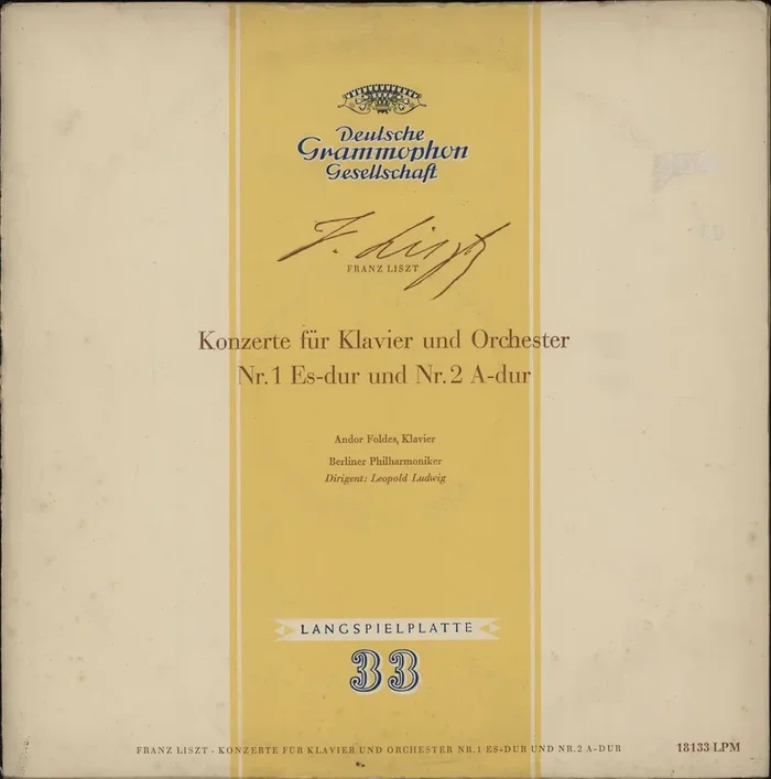 Andor Foldes Liszt: Konzerte Für Klavier Und Orchester Nr.1 Es-Dur Und Nr. 2 A-Dur German Vinyl LP