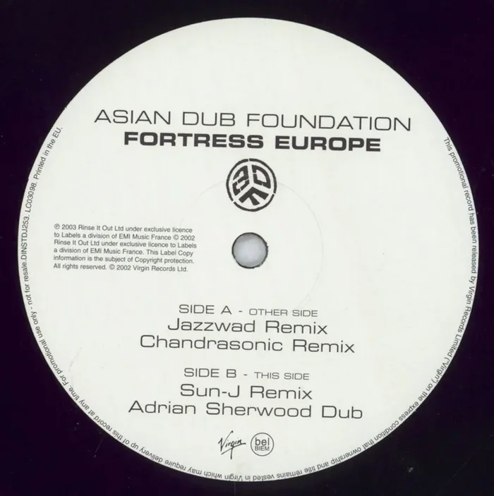 Asian Dub Foundation Fortress Europe UK Promo 12 ” vinyl