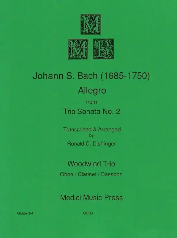 Bach, J.S. % Allegro from “Trio Sonata 2” (score & parts) – OB/CL/BSN