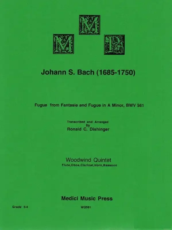 Bach, J.S. % Fugue from “Fantasie & Fugue in a minor” BWV 561 (score & parts) – WW5