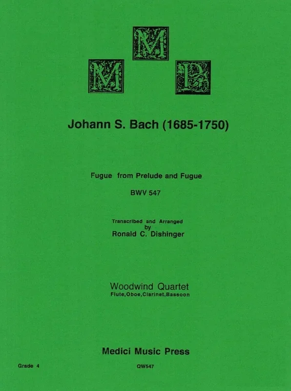 Bach, J.S. % Fugue from “Prelude & Fugue” BWV 547 (score & parts) – WW4