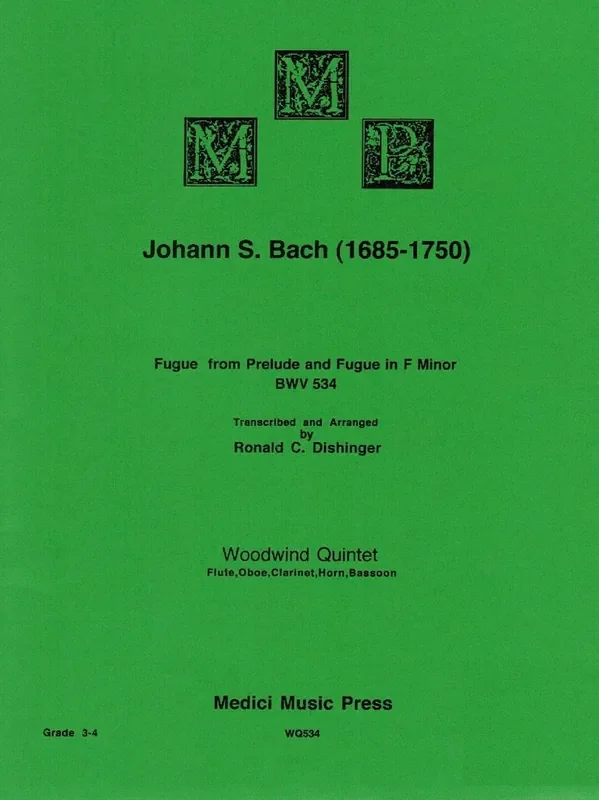 Bach, J.S. % Fugue from “Prelude & Fugue in f minor” BWV 534 (score & parts) – WW5