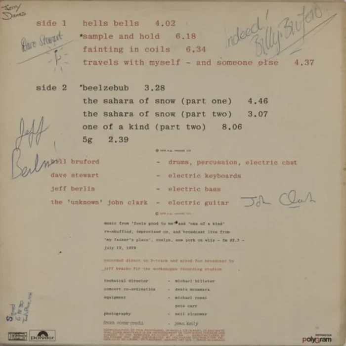 Bill Bruford The Bruford Tapes Canadian Vinyl LP