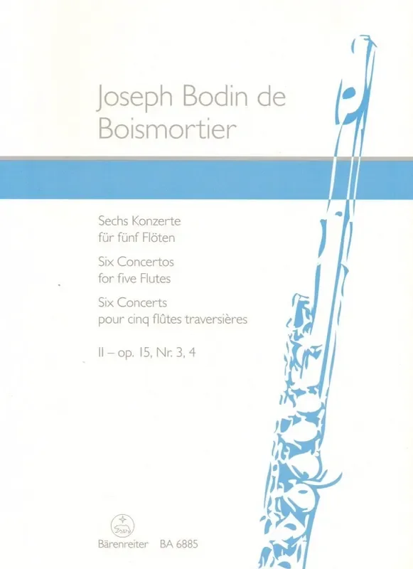 Boismortier, Joseph Bodin de % Six Concertos, op. 15, V2 (score & parts) – 5FL (OB)