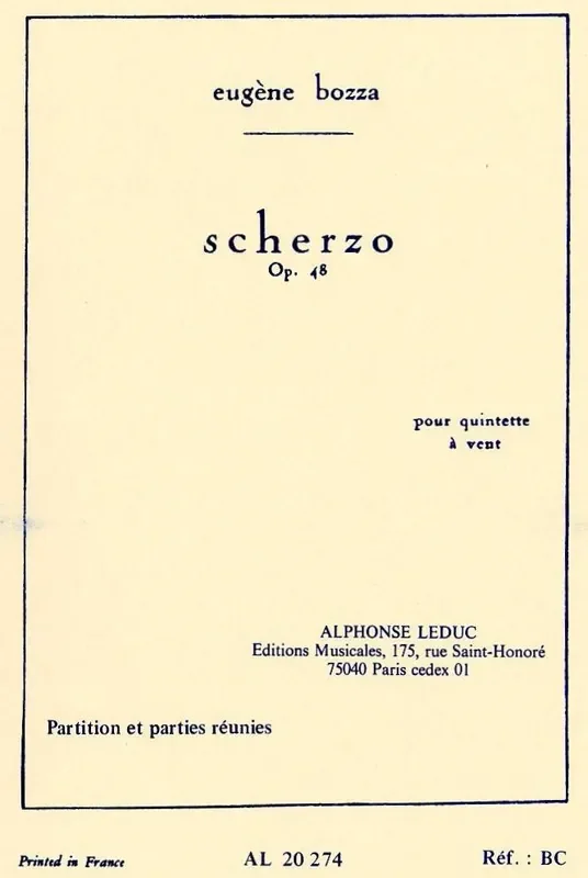 Bozza, Eugene % Scherzo, op. 48 (score & parts) – WW5