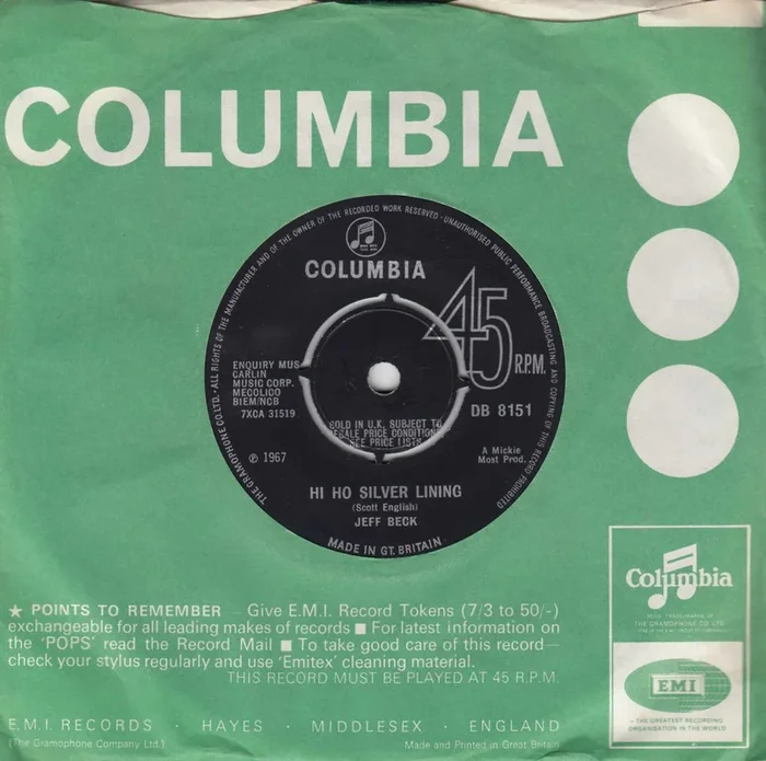 Jeff Beck Hi Ho Silver Lining – 4pr UK 7 ” vinyl