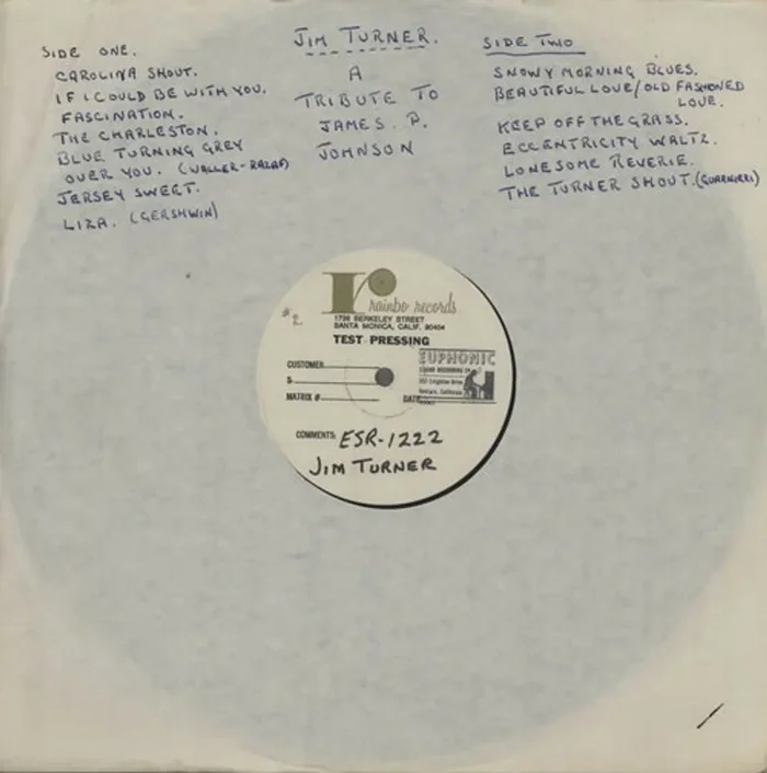 Jim Turner A Tribute To James P. Johnson – Test Pressing US Vinyl LP