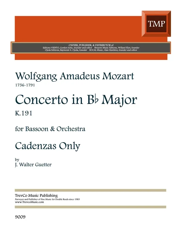 Mozart, Wolfgang Amadeus % Concerto in Bb Major, K191 (cadenzas only) (J. Walter Guetter) – BSN