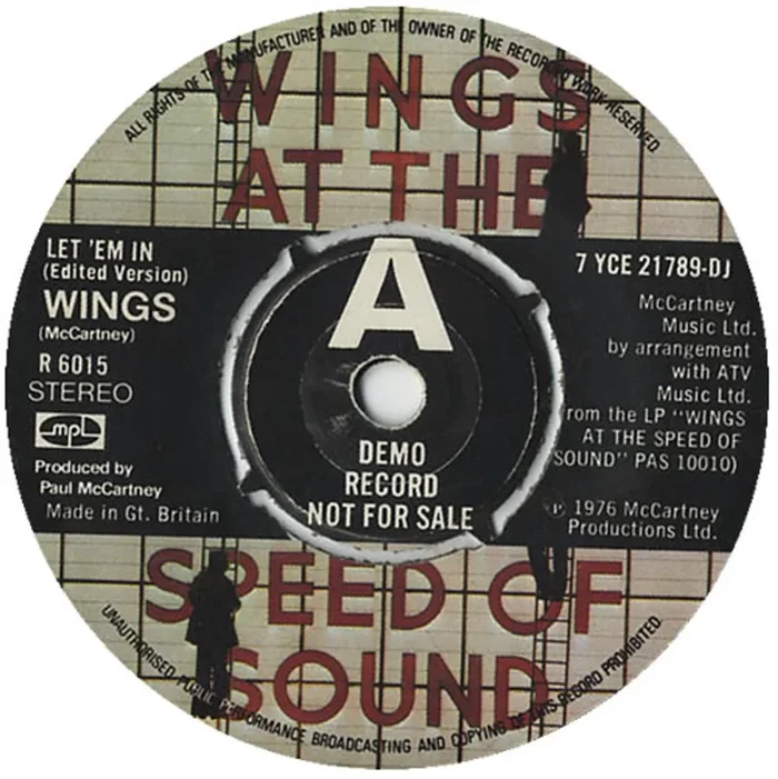 Paul McCartney and Wings Let ‘Em In – A Label UK Promo 7 ” vinyl