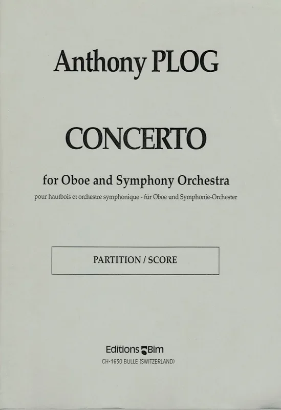 Plog, Anthony % Oboe Concerto (score & solo oboe part) – OB/ORCH
