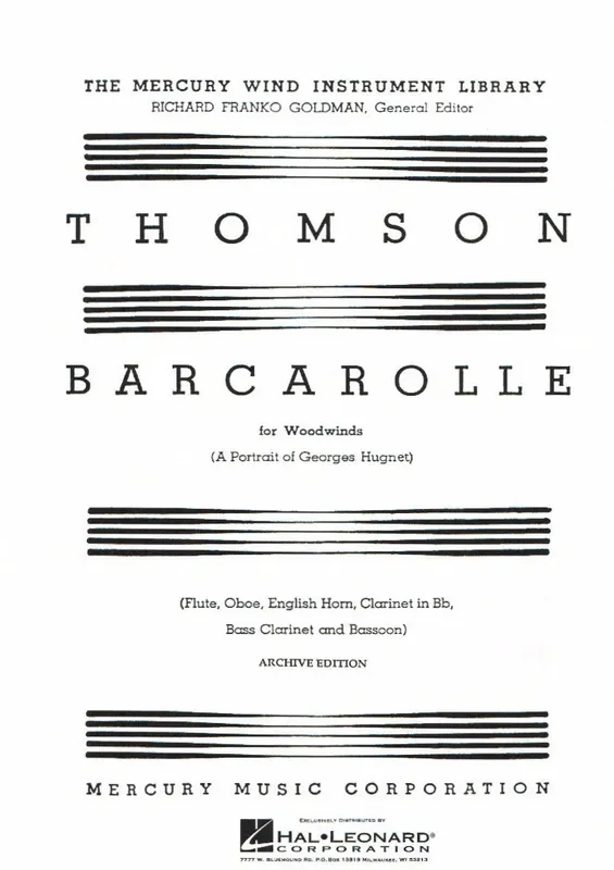 Thomson, Virgil % Barcarolle for Woodwinds (score & parts) – WW4 or FL/OB/EH/CL/BCL/BSN