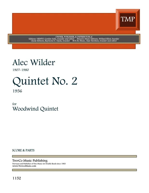 Wilder, Alec % Quintet 2 (score & parts) – WW5