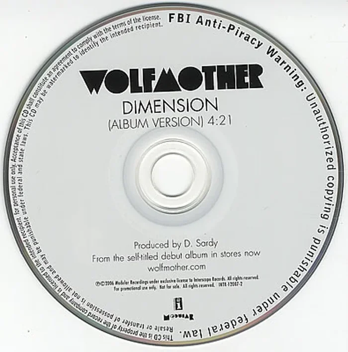 Wolfmother Dimension US Promo CD single